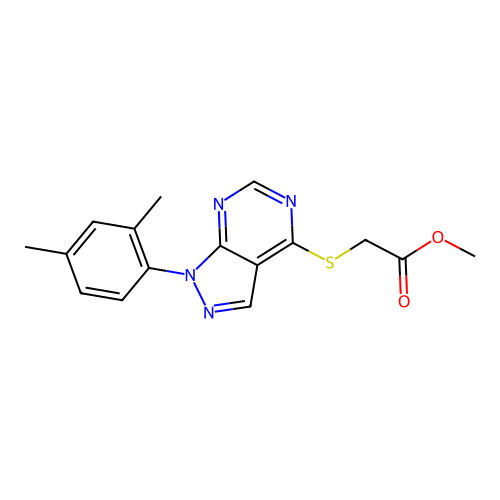 Methyl 2-[1-(2,4-dimethylphenyl)pyrazolo[3,4-d]pyrimidin-4-yl]sulfanylacetate structure