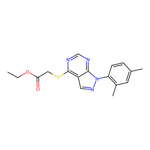 Ethyl 2-[1-(2,4-dimethylphenyl)pyrazolo[3,4-d]pyrimidin-4-yl]sulfanylacetate structure