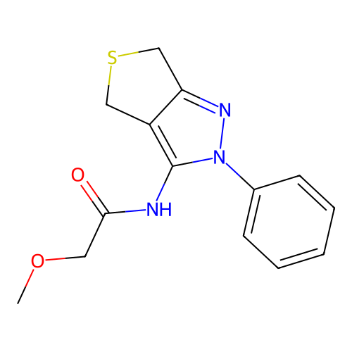 2-methoxy-N-(2-phenyl-4,6-dihydrothieno[3,4-c]pyrazol-3-yl)acetamide structure