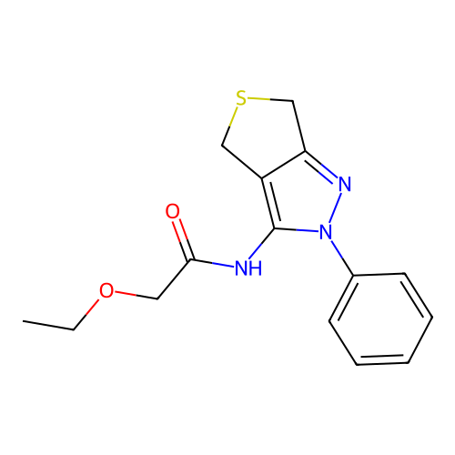 2-ethoxy-N-(2-phenyl-4,6-dihydrothieno[3,4-c]pyrazol-3-yl)acetamide structure