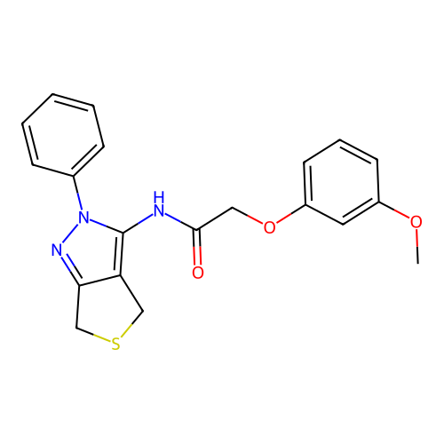 2-(3-methoxyphenoxy)-N-(2-phenyl-4,6-dihydrothieno[3,4-c]pyrazol-3-yl)acetamide structure