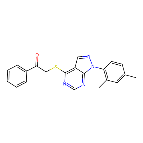 2-[1-(2,4-Dimethylphenyl)pyrazolo[3,4-d]pyrimidin-4-yl]sulfanyl-1-phenylethanone structure