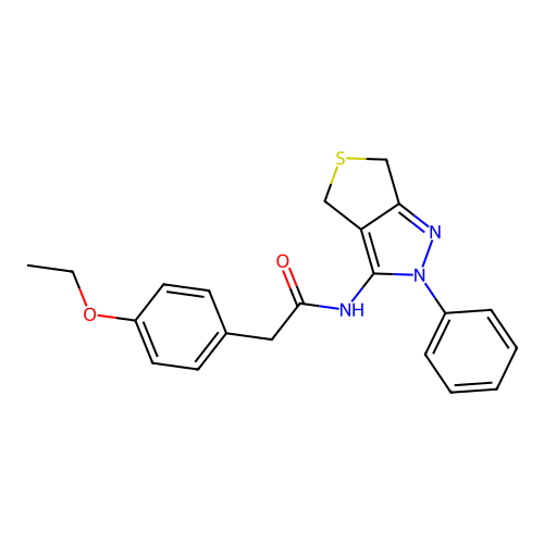 2-(4-ethoxyphenyl)-N-(2-phenyl-4,6-dihydrothieno[3,4-c]pyrazol-3-yl)acetamide structure