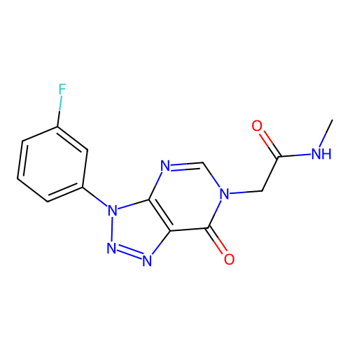 2-[3-(3-fluorophenyl)-7-oxotriazolo[4,5-d]pyrimidin-6-yl]-N-methylacetamide structure