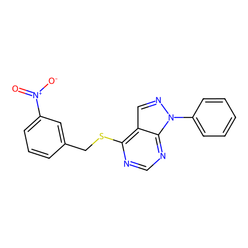 4-[(3-Nitrophenyl)methylsulfanyl]-1-phenylpyrazolo[3,4-d]pyrimidine structure