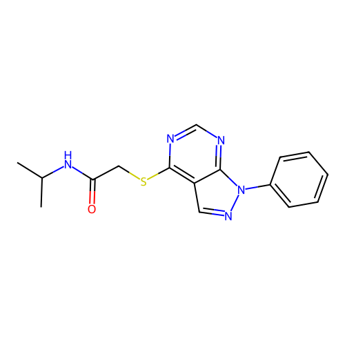 2-(1-phenylpyrazolo[3,4-d]pyrimidin-4-yl)sulfanyl-N-propan-2-ylacetamide structure