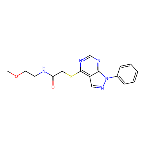 N-(2-methoxyethyl)-2-((1-phenyl-1H-pyrazolo[3,4-d]pyrimidin-4-yl)thio)acetamide structure