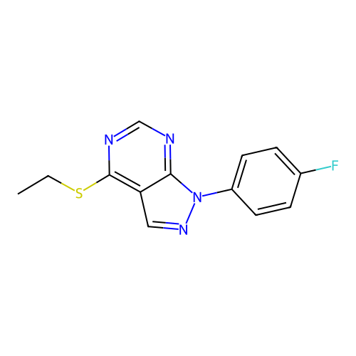 4-(ethylsulfanyl)-1-(4-fluorophenyl)-1H-pyrazolo[3,4-d]pyrimidine structure