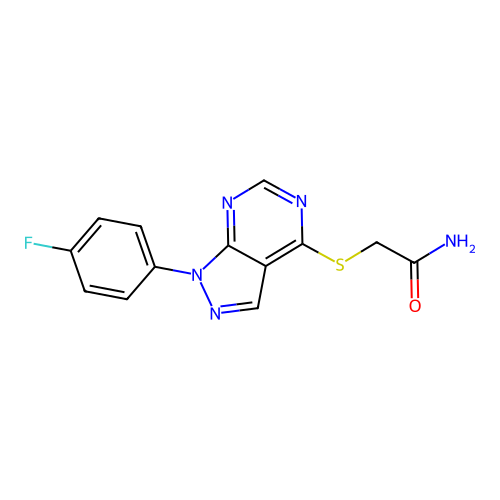 2-((1-(4-fluorophenyl)-1H-pyrazolo[3,4-d]pyrimidin-4-yl)thio)acetamide structure