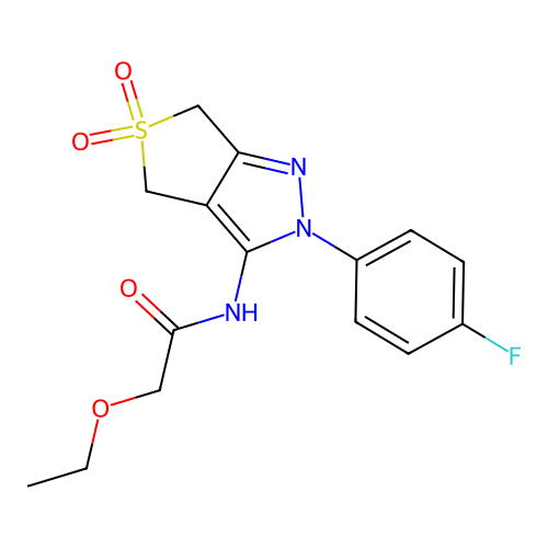 2-ethoxy-N-[2-(4-fluorophenyl)-5,5-dioxo-2H,4H,6H-5lambda6-thieno[3,4-c]pyrazol-3-yl]acetamide structure