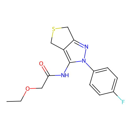 2-ethoxy-N-[2-(4-fluorophenyl)-4,6-dihydrothieno[3,4-c]pyrazol-3-yl]acetamide structure