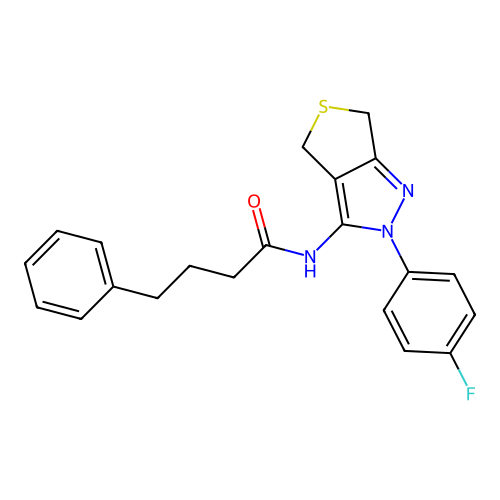 N-[2-(4-fluorophenyl)-4,6-dihydrothieno[3,4-c]pyrazol-3-yl]-4-phenylbutanamide structure