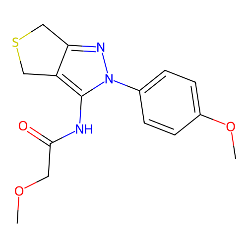 2-methoxy-N-[2-(4-methoxyphenyl)-4,6-dihydrothieno[3,4-c]pyrazol-3-yl]acetamide structure
