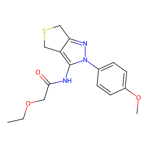 2-ethoxy-N-[2-(4-methoxyphenyl)-4,6-dihydrothieno[3,4-c]pyrazol-3-yl]acetamide structure