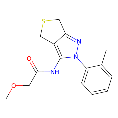 2-methoxy-N-[2-(2-methylphenyl)-4,6-dihydrothieno[3,4-c]pyrazol-3-yl]acetamide structure