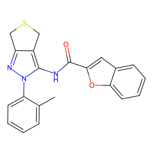 N-(2-(o-tolyl)-4,6-dihydro-2H-thieno[3,4-c]pyrazol-3-yl)benzofuran-2-carboxamide structure