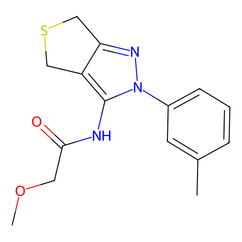 2-methoxy-N-[2-(3-methylphenyl)-4,6-dihydrothieno[3,4-c]pyrazol-3-yl]acetamide structure