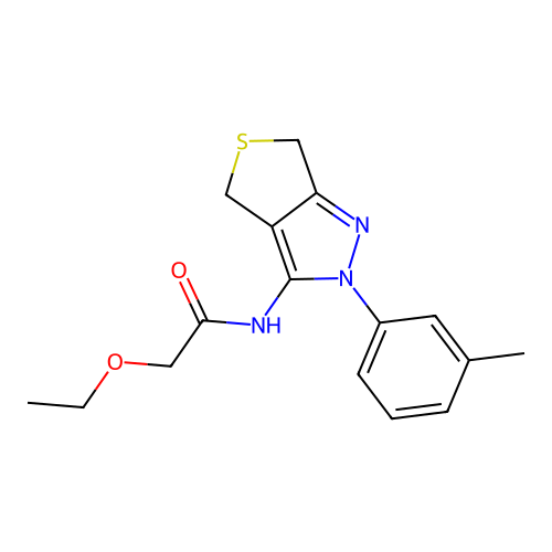 2-ethoxy-N-[2-(3-methylphenyl)-4,6-dihydrothieno[3,4-c]pyrazol-3-yl]acetamide structure