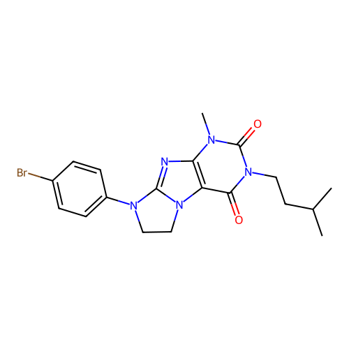 6-(4-bromophenyl)-4-methyl-2-(3-methylbutyl)-7,8-dihydropurino[7,8-a]imidazole-1,3-dione structure