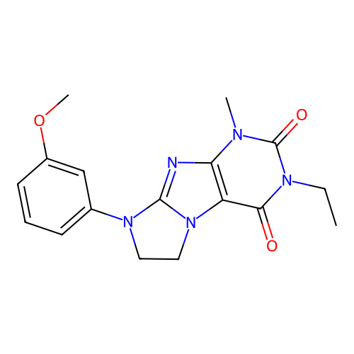 3-ethyl-8-(3-methoxyphenyl)-1-methyl-7,8-dihydro-1H-imidazo[2,1-f]purine-2,4(3H,6H)-dione structure