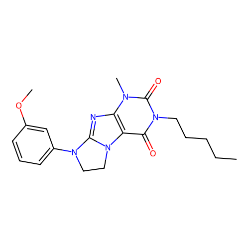 8-(3-methoxyphenyl)-1-methyl-3-pentyl-7,8-dihydro-1H-imidazo[2,1-f]purine-2,4(3H,6H)-dione structure