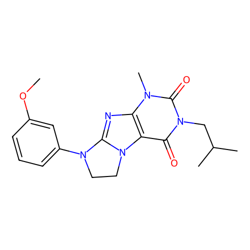 6-(3-methoxyphenyl)-4-methyl-2-(2-methylpropyl)-7,8-dihydropurino[7,8-a]imidazole-1,3-dione structure