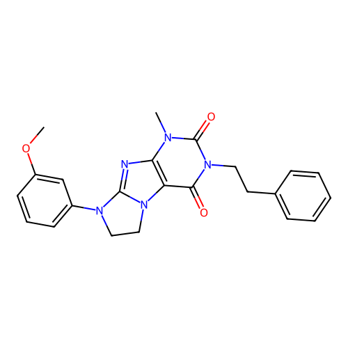 8-(3-methoxyphenyl)-1-methyl-3-(2-phenylethyl)-1H,2H,3H,4H,6H,7H,8H-imidazo[1,2-g]purine-2,4-dione structure