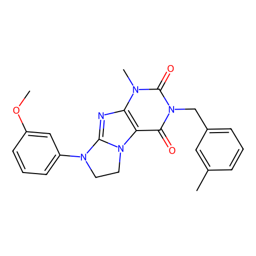 8-(3-methoxyphenyl)-1-methyl-3-(3-methylbenzyl)-7,8-dihydro-1H-imidazo[2,1-f]purine-2,4(3H,6H)-dione structure