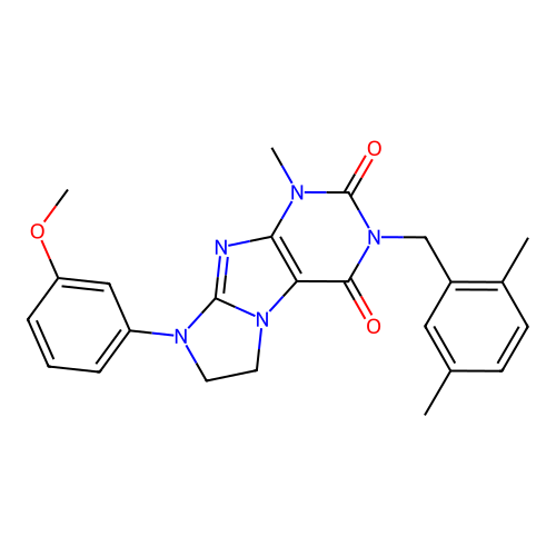 2-[(2,5-dimethylphenyl)methyl]-6-(3-methoxyphenyl)-4-methyl-7,8-dihydropurino[7,8-a]imidazole-1,3-dione structure