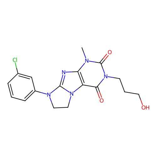 8-(3-chlorophenyl)-3-(3-hydroxypropyl)-1-methyl-7,8-dihydro-1H-imidazo[2,1-f]purine-2,4(3H,6H)-dione structure