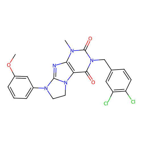 2-[(3,4-dichlorophenyl)methyl]-6-(3-methoxyphenyl)-4-methyl-7,8-dihydropurino[7,8-a]imidazole-1,3-dione structure