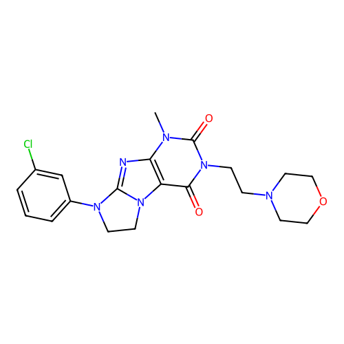 6-(3-chlorophenyl)-4-methyl-2-(2-morpholin-4-ylethyl)-7,8-dihydropurino[7,8-a]imidazole-1,3-dione structure