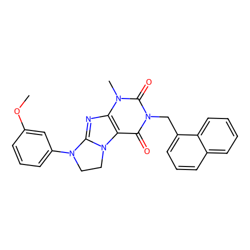 8-(3-methoxyphenyl)-1-methyl-3-(naphthalen-1-ylmethyl)-7,8-dihydro-1H-imidazo[2,1-f]purine-2,4(3H,6H)-dione structure