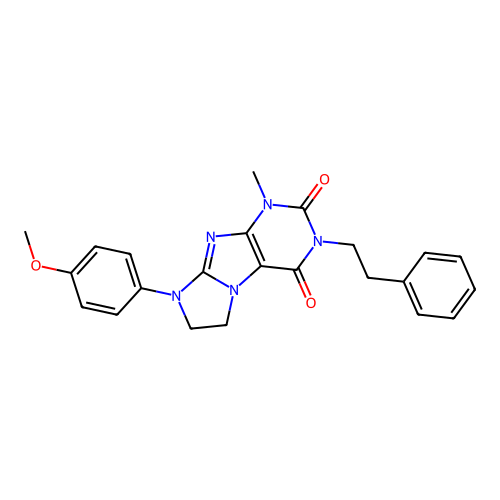 8-(4-methoxyphenyl)-1-methyl-3-(2-phenylethyl)-1H,2H,3H,4H,6H,7H,8H-imidazo[1,2-g]purine-2,4-dione structure
