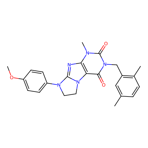 2-[(2,5-dimethylphenyl)methyl]-6-(4-methoxyphenyl)-4-methyl-7,8-dihydropurino[7,8-a]imidazole-1,3-dione structure