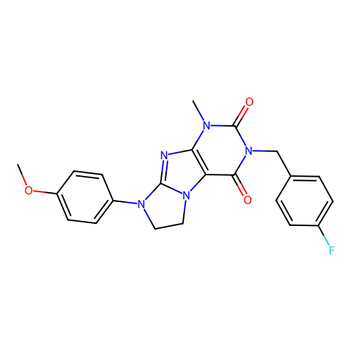 2-[(4-fluorophenyl)methyl]-6-(4-methoxyphenyl)-4-methyl-7,8-dihydropurino[7,8-a]imidazole-1,3-dione structure