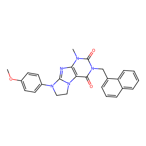 8-(4-methoxyphenyl)-1-methyl-3-(naphthalen-1-ylmethyl)-7,8-dihydro-1H-imidazo[2,1-f]purine-2,4(3H,6H)-dione structure