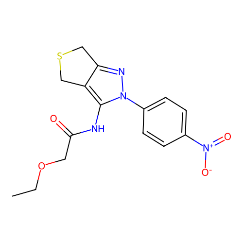 2-ethoxy-N-[2-(4-nitrophenyl)-4,6-dihydrothieno[3,4-c]pyrazol-3-yl]acetamide structure