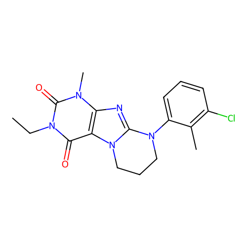 9-(3-chloro-2-methylphenyl)-3-ethyl-1-methyl-6,7,8,9-tetrahydropyrimido[2,1-f]purine-2,4(1H,3H)-dione structure