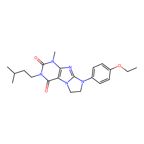 6-(4-ethoxyphenyl)-4-methyl-2-(3-methylbutyl)-7,8-dihydropurino[7,8-a]imidazole-1,3-dione structure