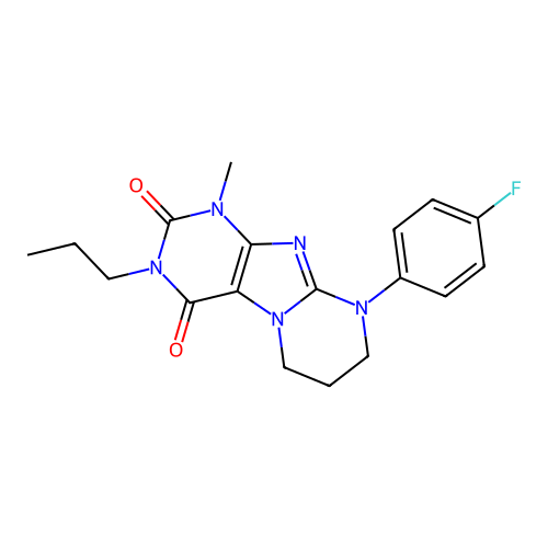 9-(4-fluorophenyl)-1-methyl-3-propyl-7,8-dihydro-6H-purino[7,8-a]pyrimidine-2,4-dione structure