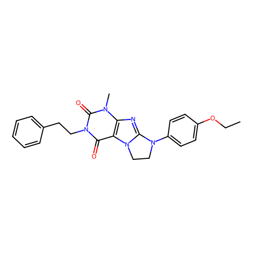 8-(4-ethoxyphenyl)-1-methyl-3-(2-phenylethyl)-1H,2H,3H,4H,6H,7H,8H-imidazo[1,2-g]purine-2,4-dione structure