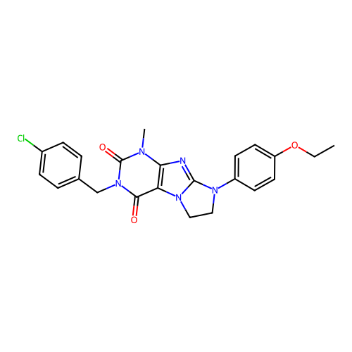2-[(4-chlorophenyl)methyl]-6-(4-ethoxyphenyl)-4-methyl-7,8-dihydropurino[7,8-a]imidazole-1,3-dione structure
