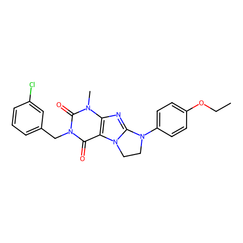 2-[(3-chlorophenyl)methyl]-6-(4-ethoxyphenyl)-4-methyl-7,8-dihydropurino[7,8-a]imidazole-1,3-dione structure