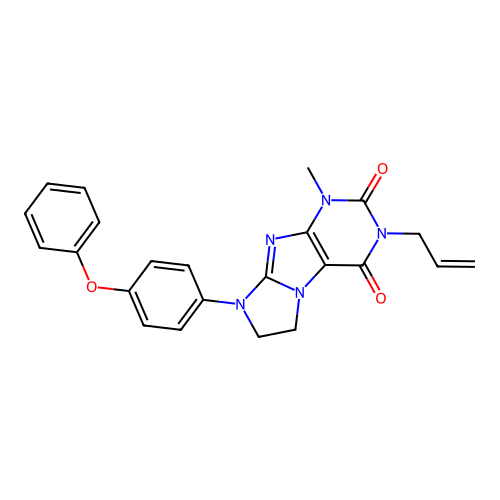 4-methyl-6-(4-phenoxyphenyl)-2-prop-2-enyl-7,8-dihydropurino[7,8-a]imidazole-1,3-dione structure