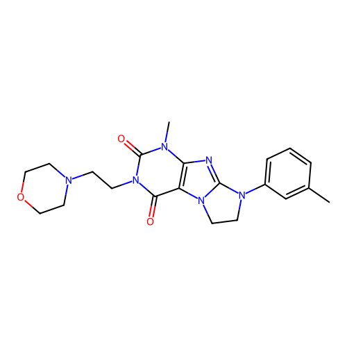 1-methyl-8-(3-methylphenyl)-3-[2-(morpholin-4-yl)ethyl]-7,8-dihydro-1H-imidazo[2,1-f]purine-2,4(3H,6H)-dione structure