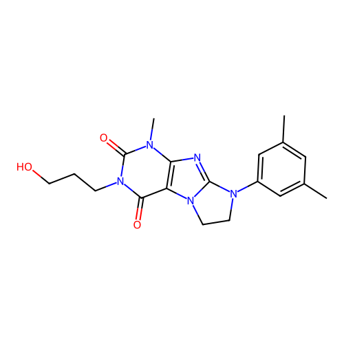 8-(3,5-dimethylphenyl)-3-(3-hydroxypropyl)-1-methyl-7,8-dihydro-1H-imidazo[2,1-f]purine-2,4(3H,6H)-dione structure