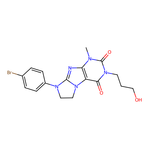 8-(4-bromophenyl)-3-(3-hydroxypropyl)-1-methyl-7,8-dihydro-1H-imidazo[2,1-f]purine-2,4(3H,6H)-dione structure