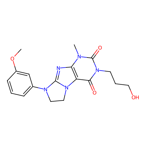 2-(3-hydroxypropyl)-6-(3-methoxyphenyl)-4-methyl-7,8-dihydropurino[7,8-a]imidazole-1,3-dione structure