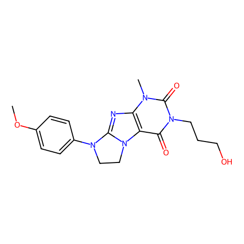 2-(3-hydroxypropyl)-6-(4-methoxyphenyl)-4-methyl-7,8-dihydropurino[7,8-a]imidazole-1,3-dione structure